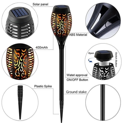 12LED 33LED Solar Flame Latarka Zewnętrzne miganie Wodoodporne słoneczne światło LED