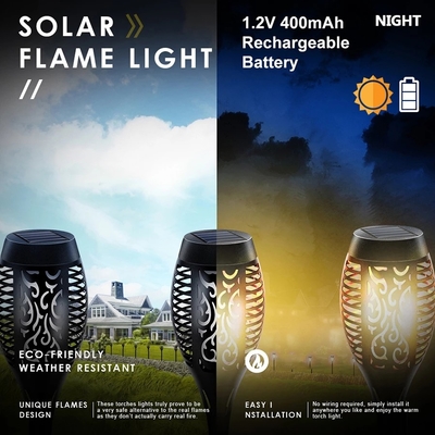 12LED 33LED Solar Flame Latarka Zewnętrzne miganie Wodoodporne słoneczne światło LED