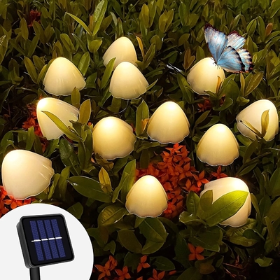 2700K IP55 Zasilane energią słoneczną LED String Lights / Grzybowe Solar Garden Lights Ślub Świąteczna dekoracja