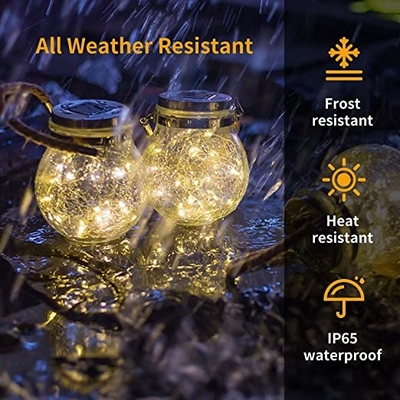 3.7V Garden Hanging Solar Light Outdoor 7 kolorów pęknięta szklana kula