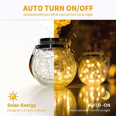 3.7V Garden Hanging Solar Light Outdoor 7 kolorów pęknięta szklana kula
