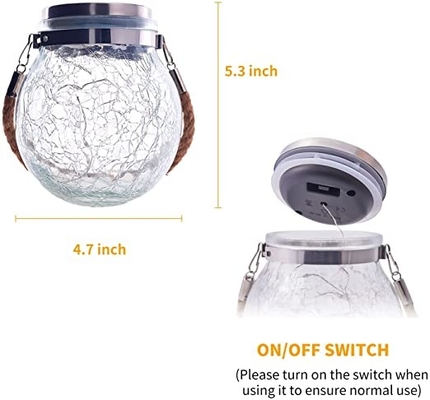 3.7V Garden Hanging Solar Light Outdoor 7 kolorów pęknięta szklana kula