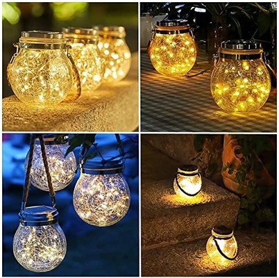 3.7V Garden Hanging Solar Light Outdoor 7 kolorów pęknięta szklana kula