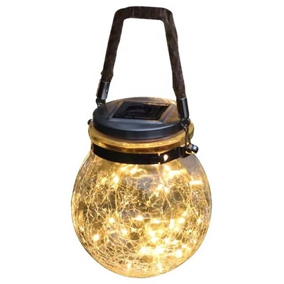 3.7V Garden Hanging Solar Light Outdoor 7 kolorów pęknięta szklana kula