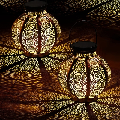 3500K duże zewnętrzne latarnie słoneczne metalowa retro wisząca lampa słoneczna