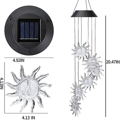 Wind Chime 2700K Solar LED Garden Lights Sun Shape Dekoracyjne światło