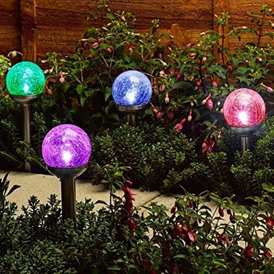 Anti Crack Glass Ball Solar LED Garden Lights Street Cricket Light 5V