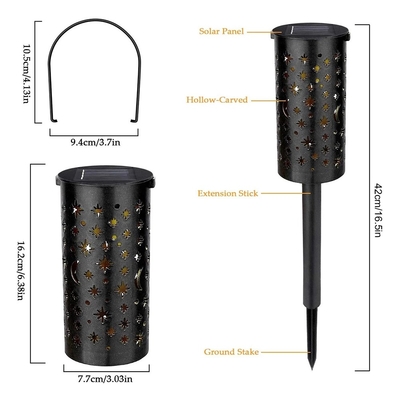 Żelazne puste latarnie słoneczne na zewnątrz Star Moon Retro Light Terrace Path Decoration IP66