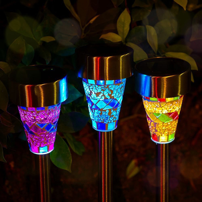 2V 40mAh Mozaika ze stali nierdzewnej Solar Garden Lights Witraż
