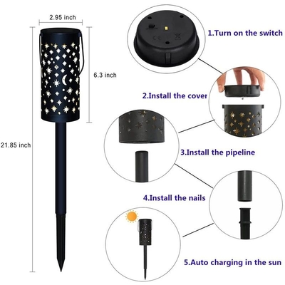 Wodoodporne dekoracyjne słoneczne lampy ogrodowe LED Star Moon Hollow Light 6000K
