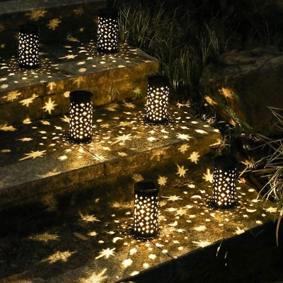 Wodoodporne dekoracyjne słoneczne lampy ogrodowe LED Star Moon Hollow Light 6000K