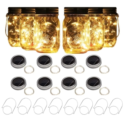 2700K LED Solar Powered Fairy Lights do Mason Jar Lid Wstaw kolor na zewnątrz
