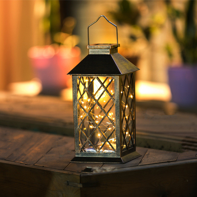 Ogród LED Solar Powered Outdoor Lanterns Drut miedziany String Wodoodporna zewnętrzna lampa wisząca