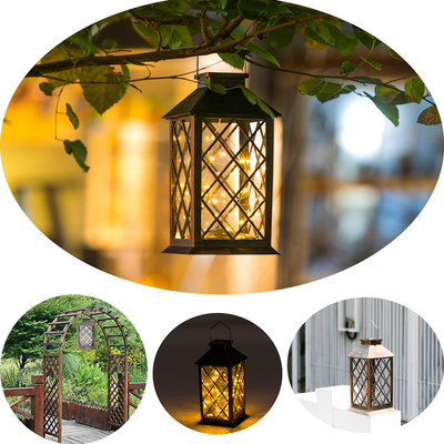 Ogród LED Solar Powered Outdoor Lanterns Drut miedziany String Wodoodporna zewnętrzna lampa wisząca