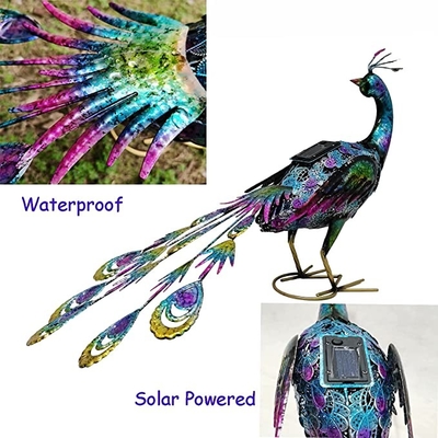 Outdoor Solar Metal Peacock Statue zasilane energią słoneczną światła rzemieślnicze Backyard Party Wedding Decor