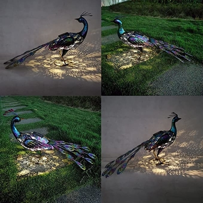 Outdoor Solar Metal Peacock Statue zasilane energią słoneczną światła rzemieślnicze Backyard Party Wedding Decor