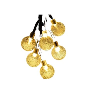 Zewnętrzne okrągłe kryształowe zasilane energią słoneczną LED String Lights Bubble Ball Light IP65