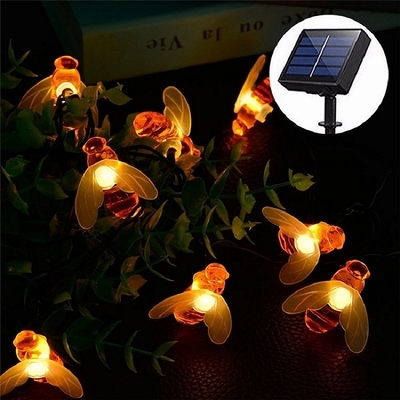 20LED Honey Bee Solar String Lights Outdoor Wodoodporny Ciepły biały do ​​dekoracji ogrodowych