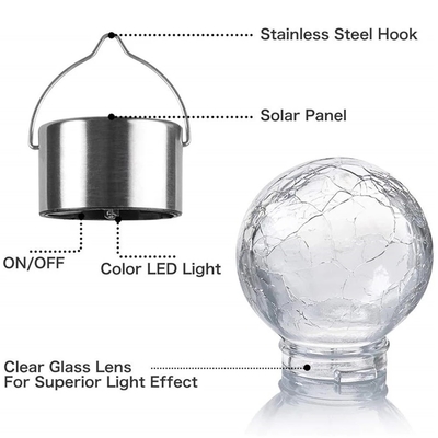 IP65 Solar Crackle Light Wodoodporna dekoracja Szklana kula Żyrandol