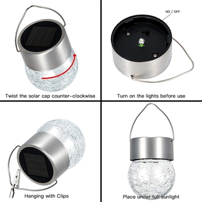 IP65 Solar Crackle Light Wodoodporna dekoracja Szklana kula Żyrandol